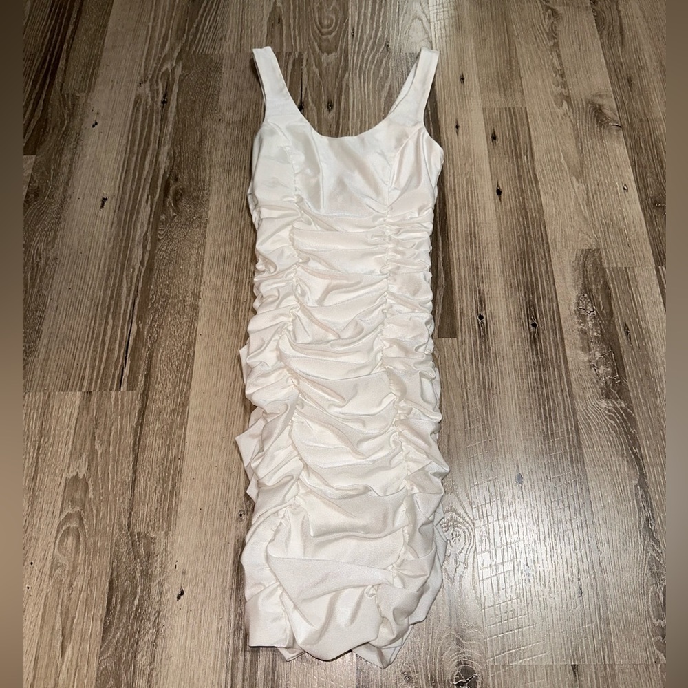 White Bodycon Ruffled Tiger Mist Dress - Size XS